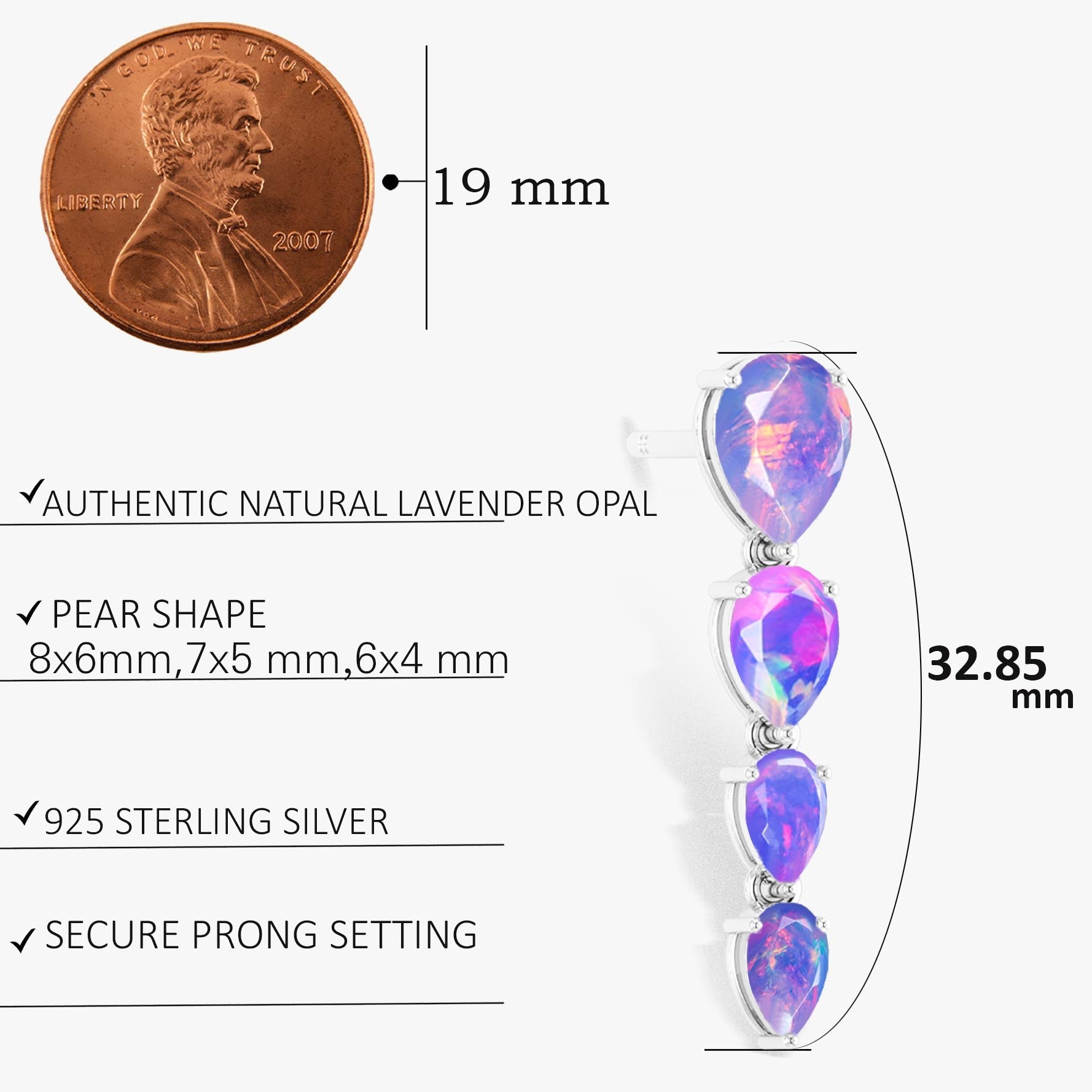 Lavender Multifire Opal Pear Drop Earrings - Goodstone Jewels