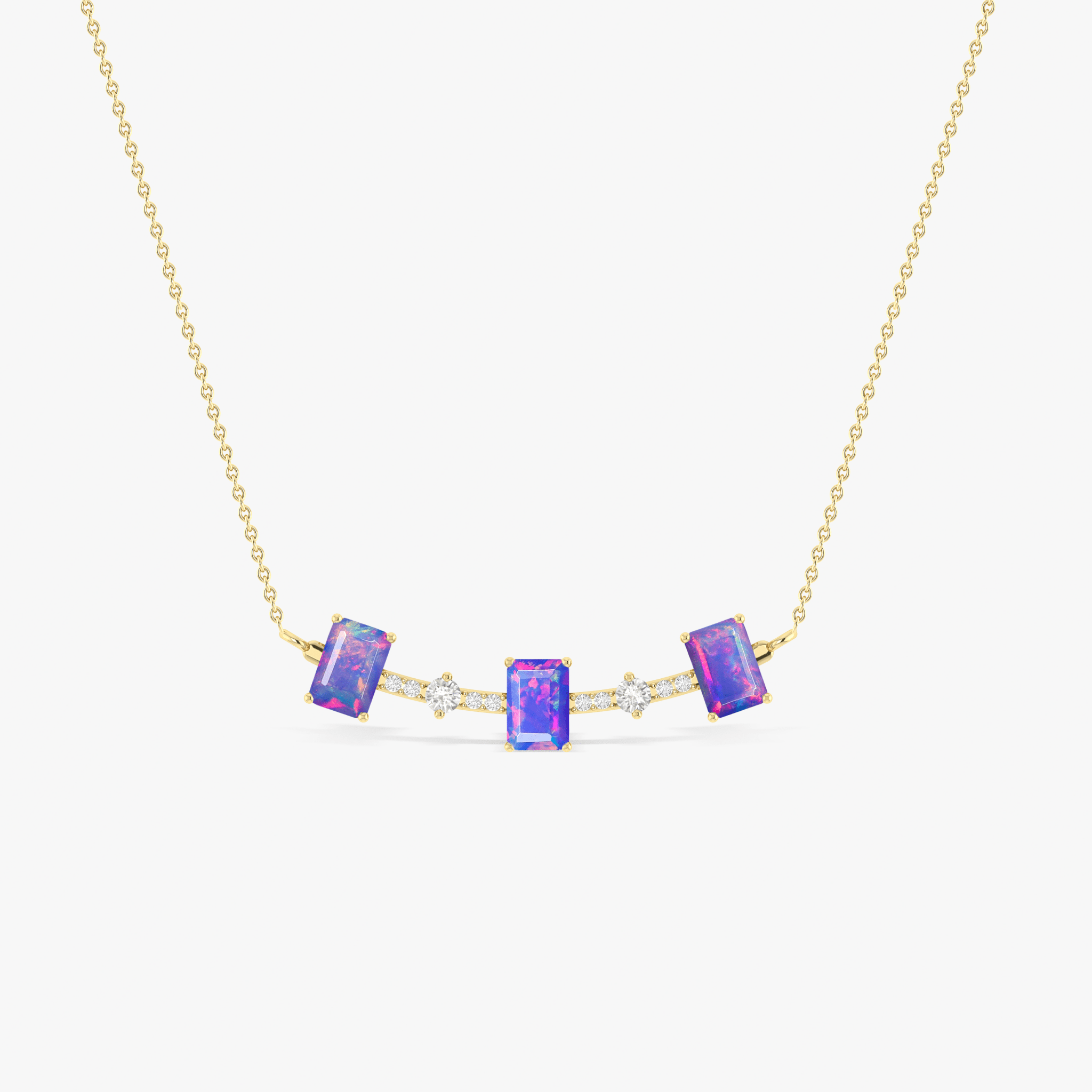 Lavender Opal Baguette Gemstone Bar Pendant - Goodstone Jewels