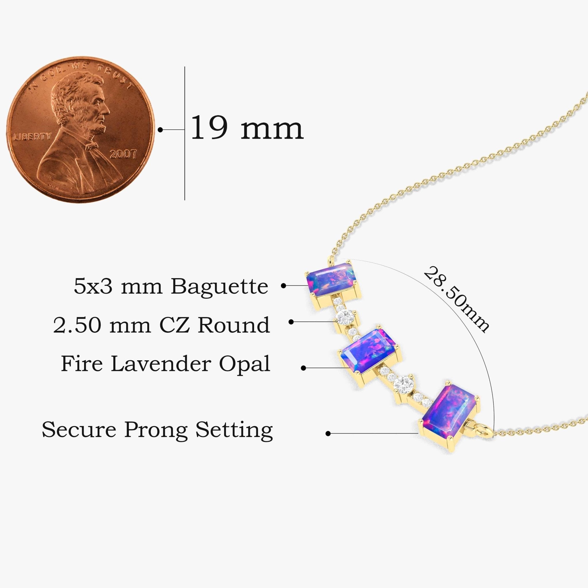 Lavender Opal Baguette Gemstone Bar Pendant - Goodstone Jewels