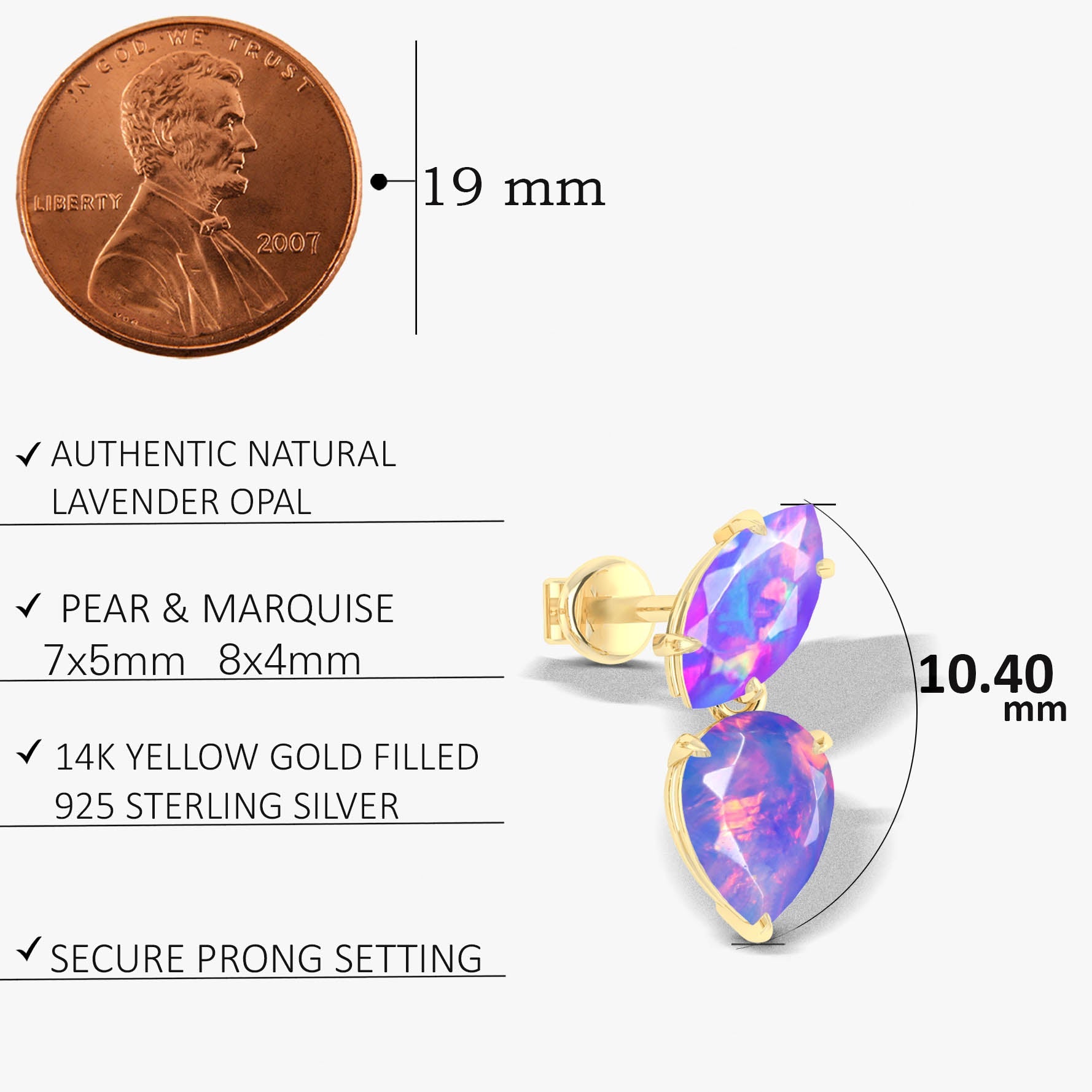 Lavender Opal Stud Earring - Goodstone Jewels