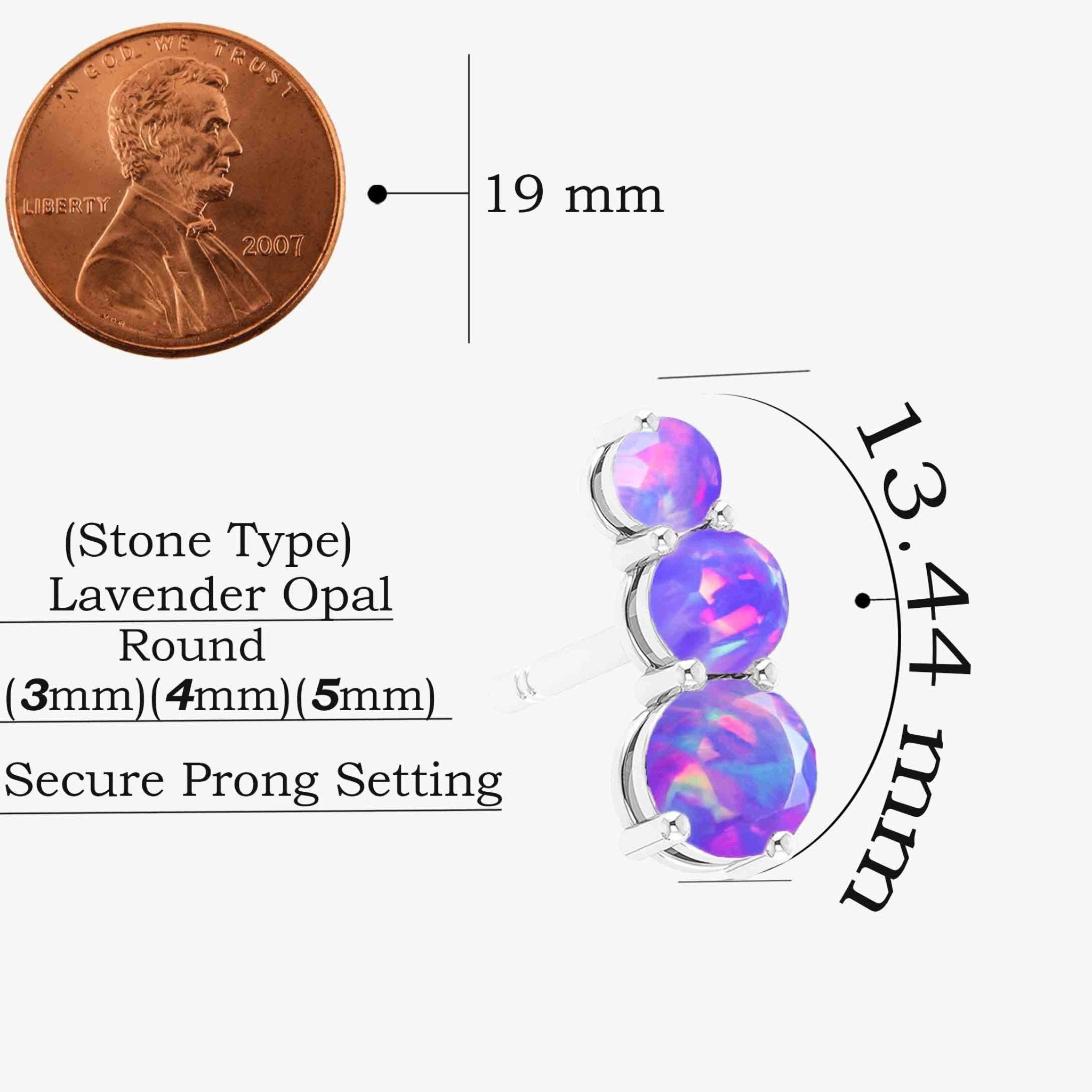 Lavender Opal Three Stone Stud Earrings - Goodstone Jewels