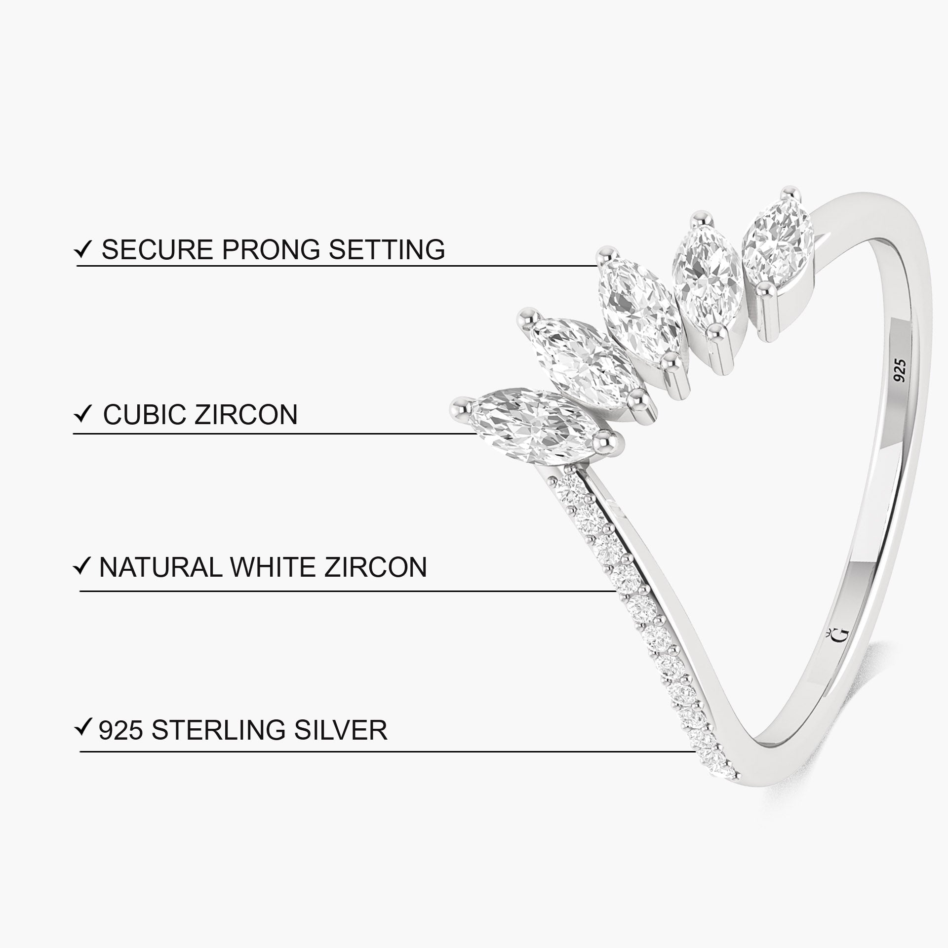 Marquise shape 4 Cubic Zirconia Handcrafted ring - Goodstone Jewels