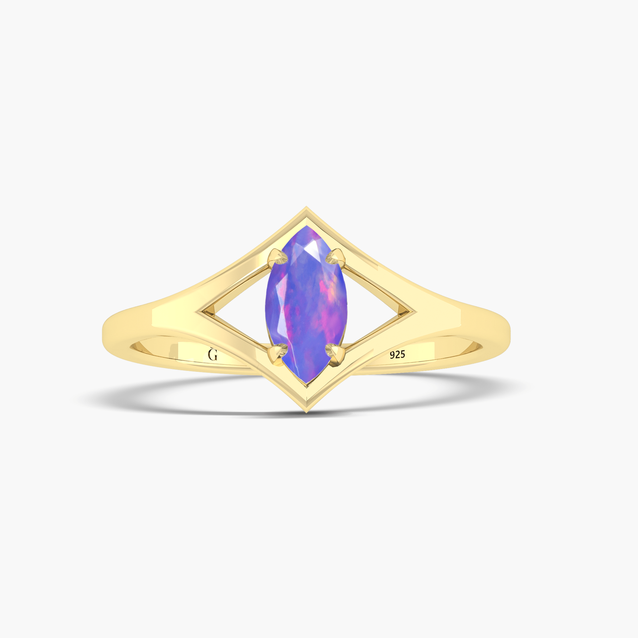 Marquise Shape 8X4 MM Natural Lavender Opal Solitaire Ring - Goodstone Jewels