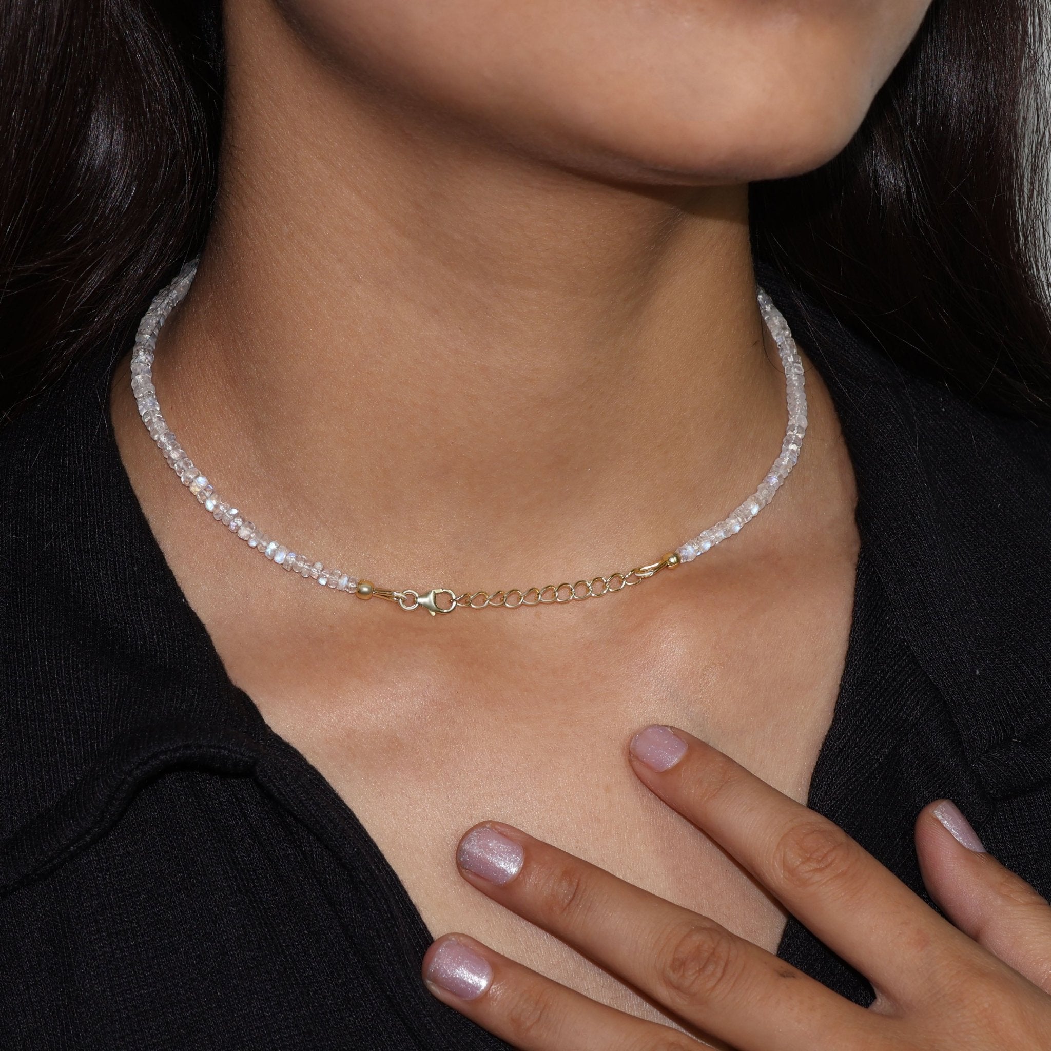 Moonstone Beaded Necklace with 16 + 2 Inch Extender - Goodstone Jewels