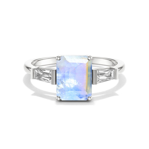 Moonstone Solitaire Ring in Sterling Silver