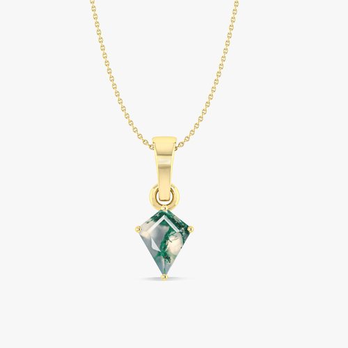 Moss Agate Kite Gemstone Pendant Necklace