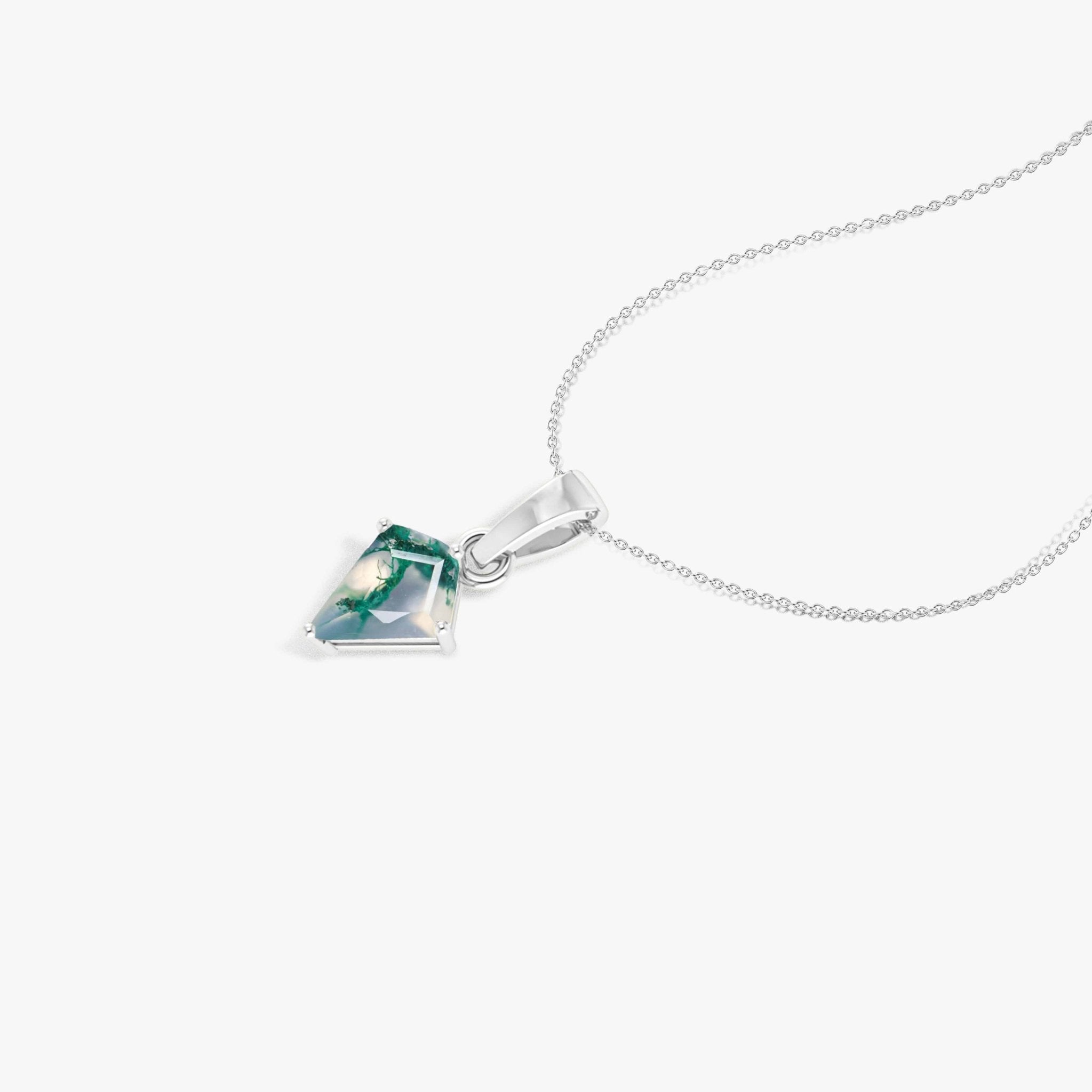 Moss Agate Kite Gemstone Pendant Necklace - Goodstone Jewels