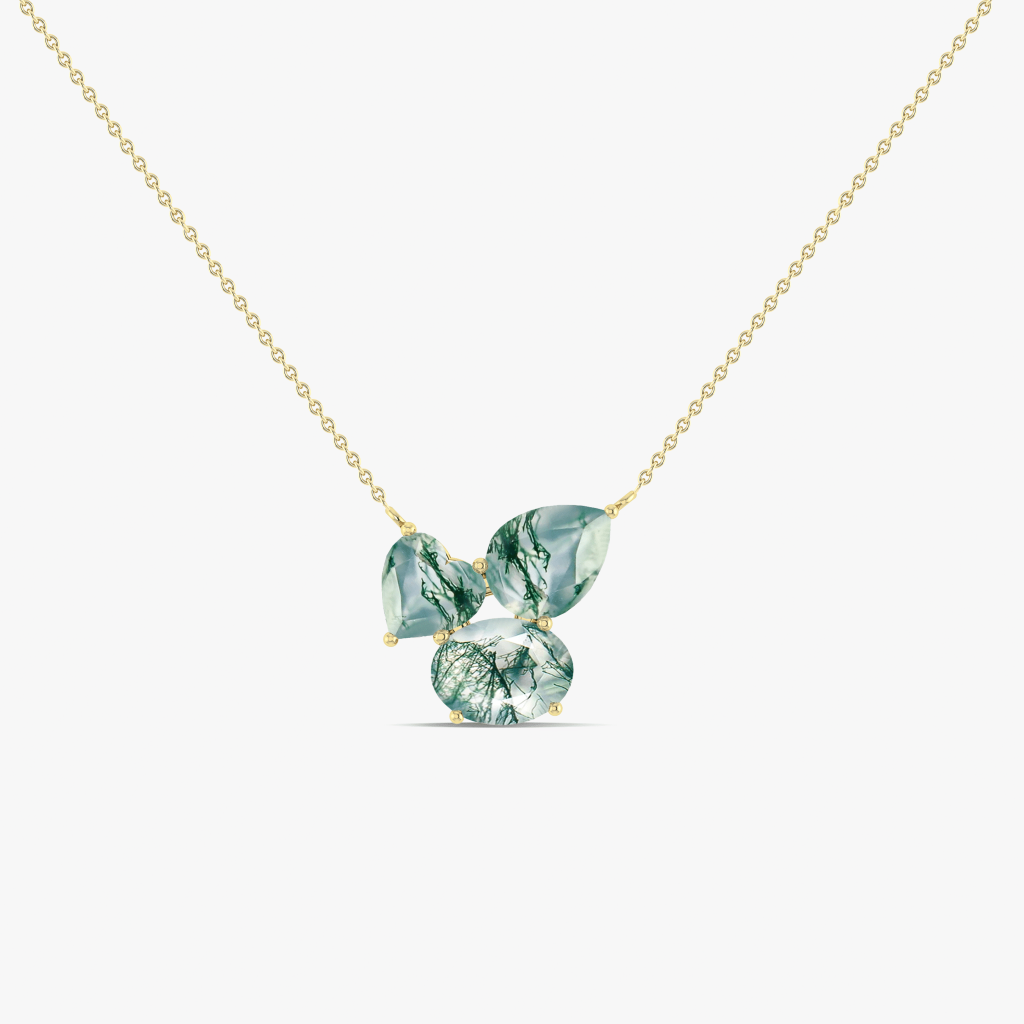 Moss Agate Three Stone Pendant Jewelry - Goodstone Jewels