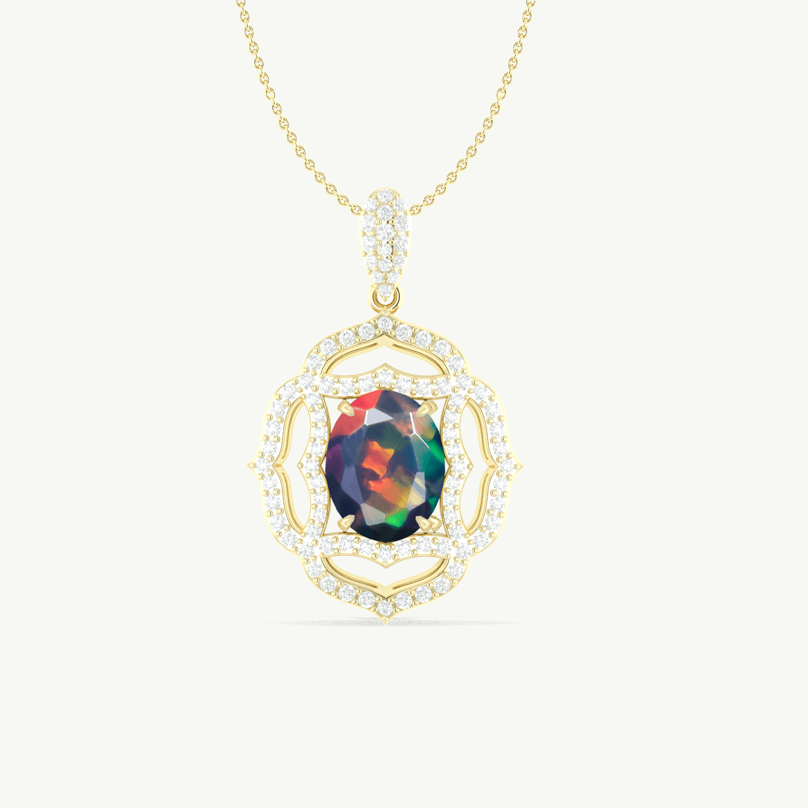 Multifire Black Opal Gemstone Charm Pendant Necklace - Goodstone Jewels