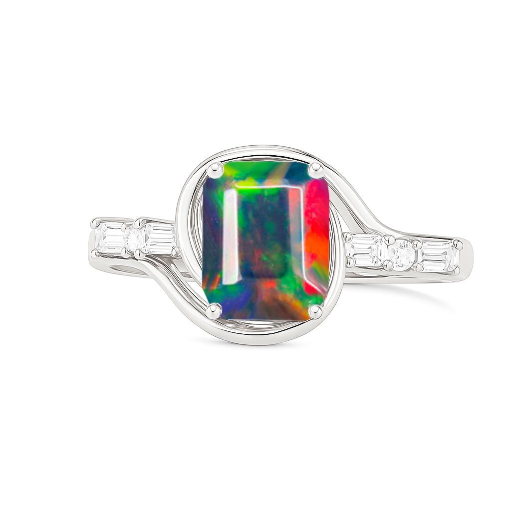Multifire Black Opal Gemstone Statement Ring for Women - Goodstone Jewels
