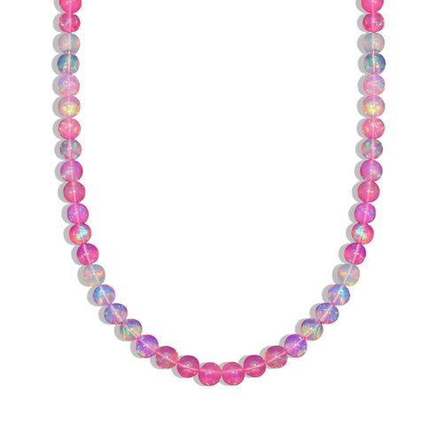 Handcrafted Pink Opal Necklace with 14K Gold Clasp