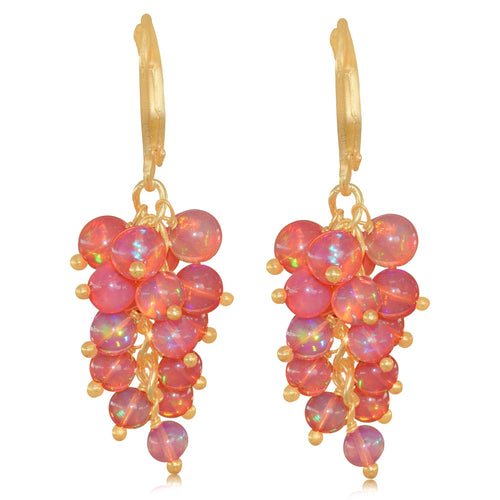 Red Opal Earrings – Ethiopian Opal Cluster | Handmade Gemstone Jewelry for Women