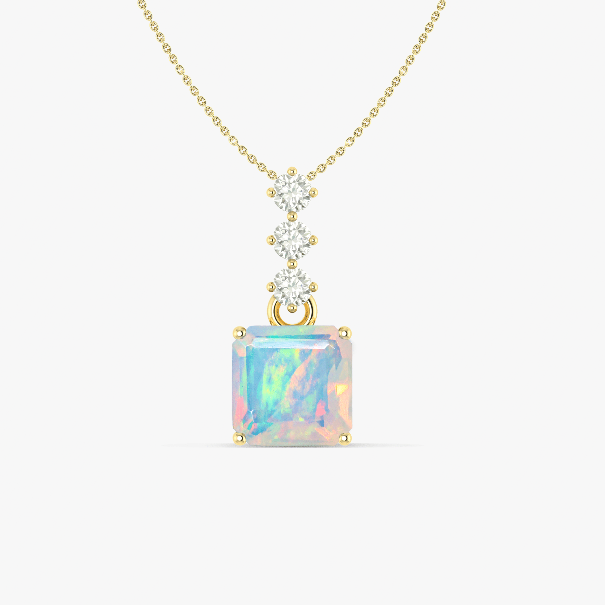 Multifire White Opal Octagon Gemstone Pendant - Goodstone Jewels