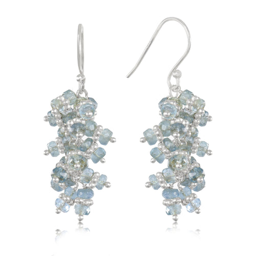 Aquamarine Cluster Earrings Chakri Style