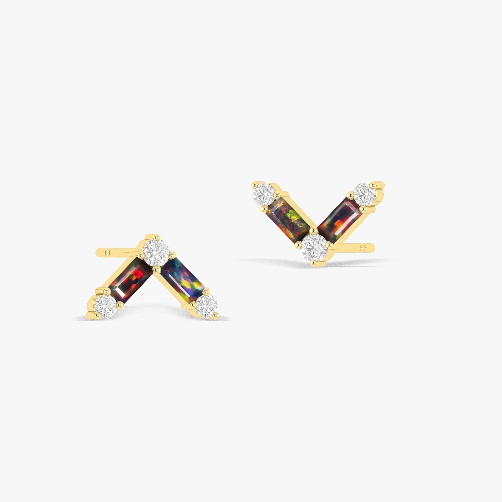 Natural Black Opal AV Style Stud Earrings - Goodstone Jewels