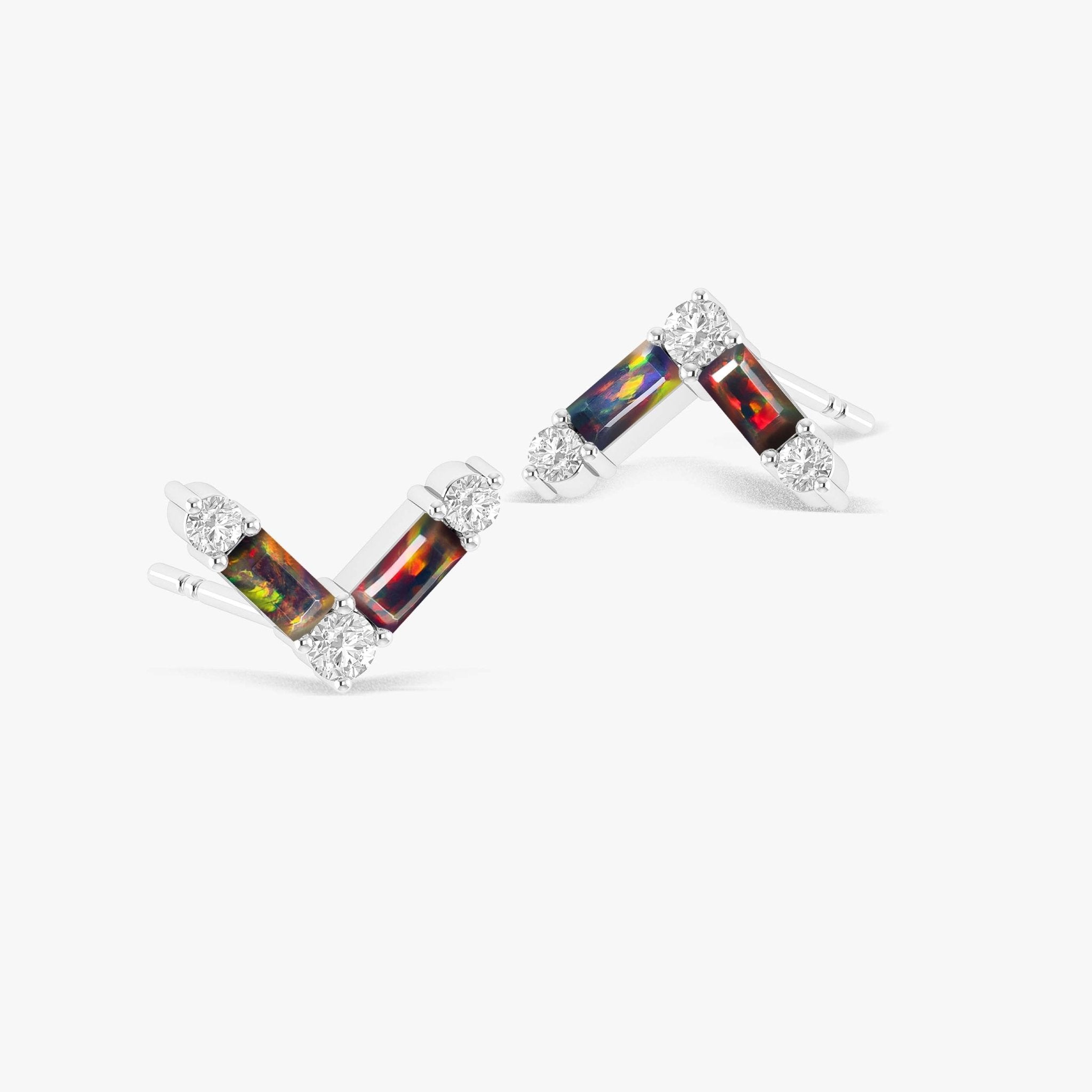 Natural Black Opal AV Style Stud Earrings - Goodstone Jewels