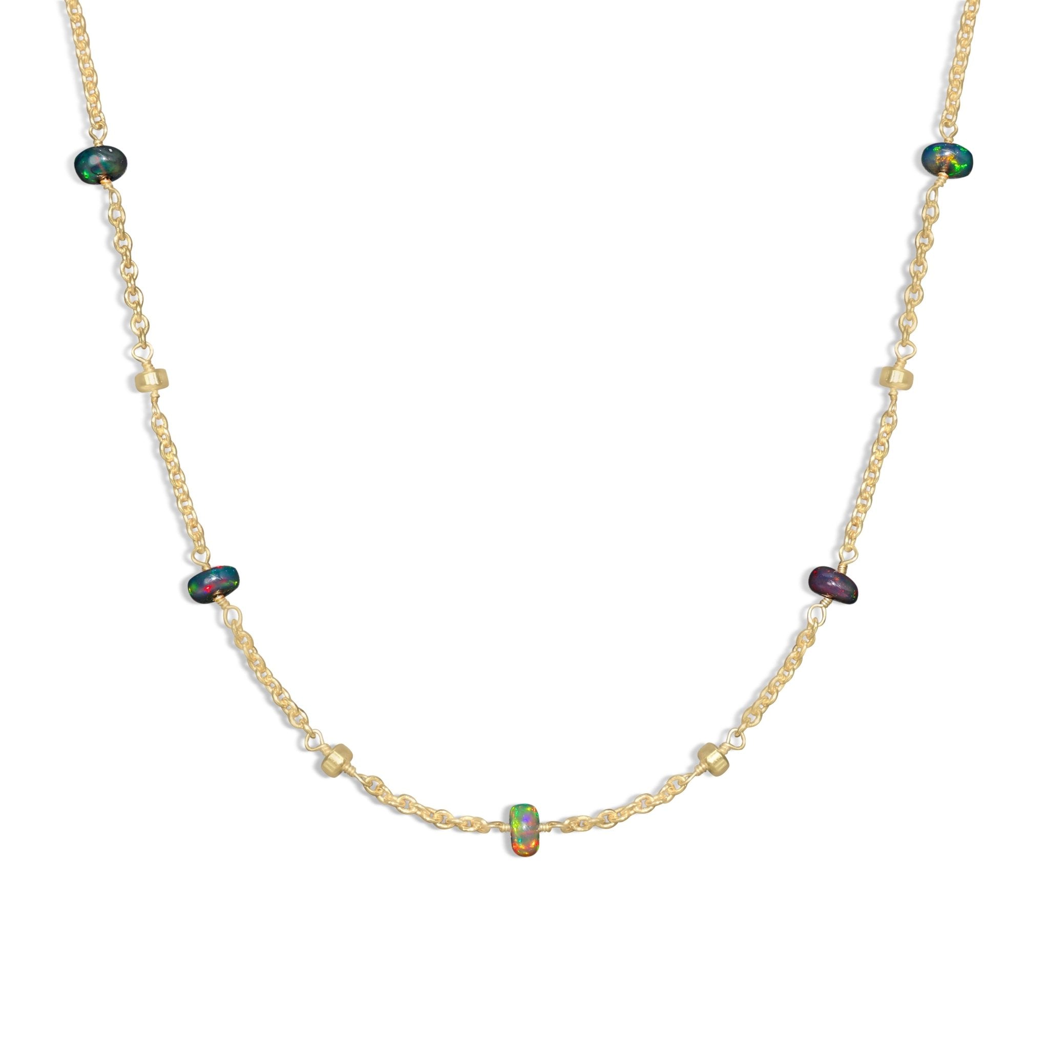 Natural Black Opal Beaded Chain Necklace for Women - Goodstone Jewels