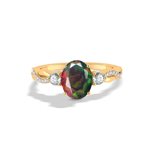 Natural Black Opal Engagement Solitaire Ring