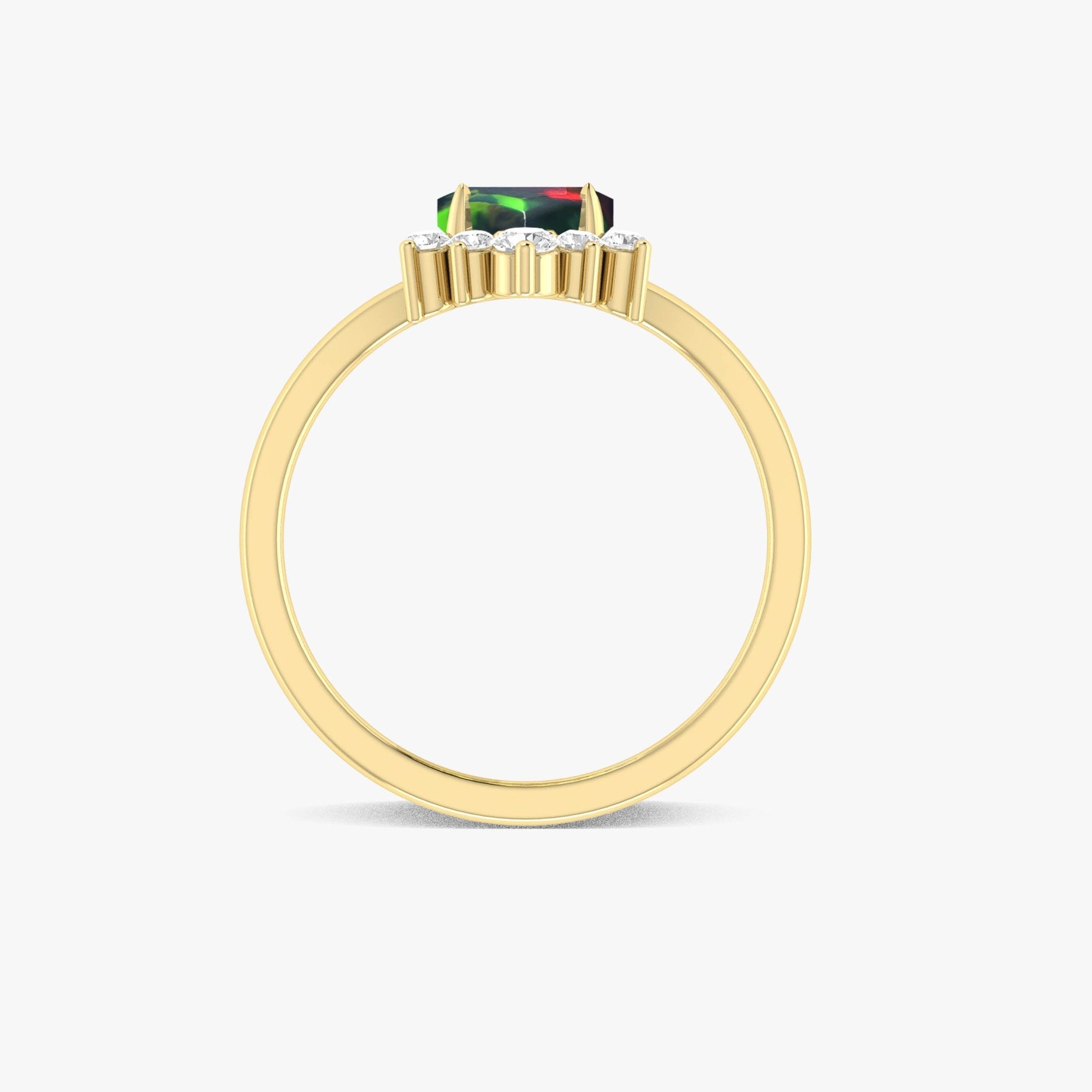 Natural Black Opal Hexagon Gemstone Ring - Goodstone Jewels