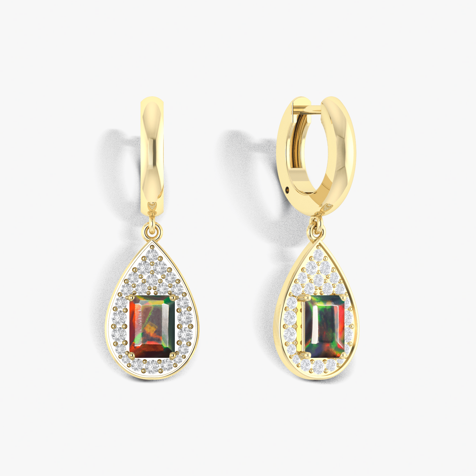 Natural Black Opal Hoop Tear Drop Earrings - Goodstone Jewels