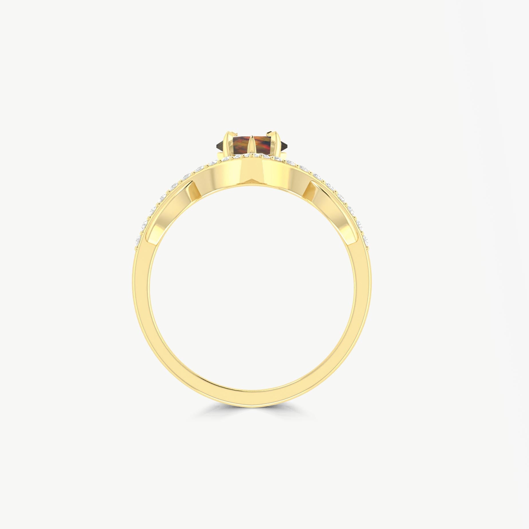 Natural Black Opal Kite Shape Wishbone Ring - Goodstone Jewels