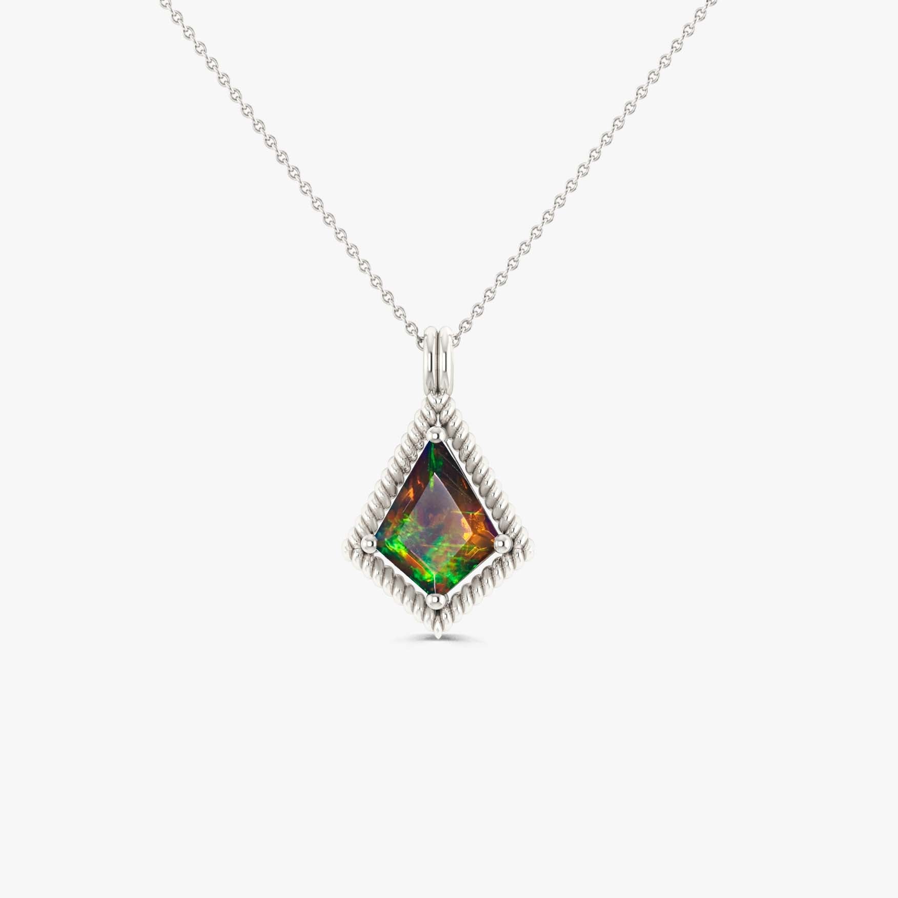 Natural Black Opal Kite Style Chain Pendant Necklace - Goodstone Jewels