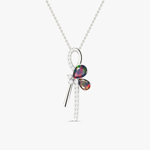 Natural Black Opal Knot Style Charm Pendant Necklace