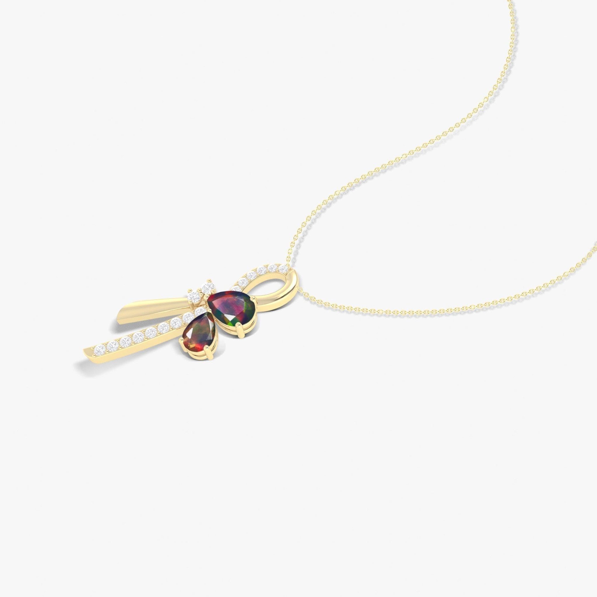 Natural Black Opal Knot Style Charm Pendant Necklace - Goodstone Jewels