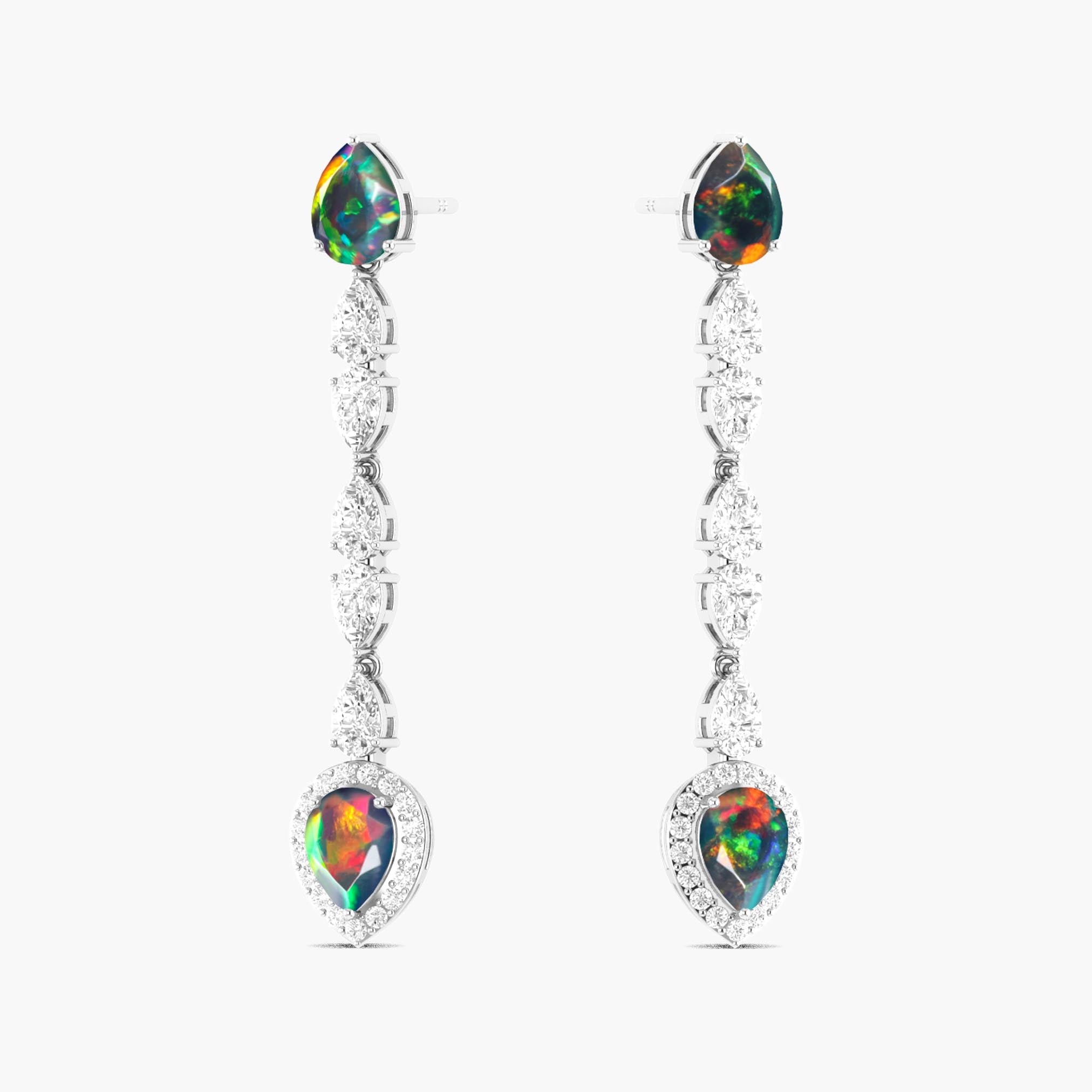 Natural Black Opal Long Drop Stud Earring - Goodstone Jewels