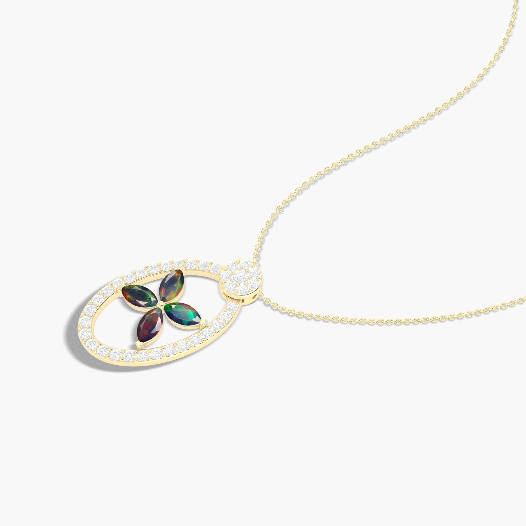 Natural Black Opal OX Style Charm Pendant Necklace - Goodstone Jewels