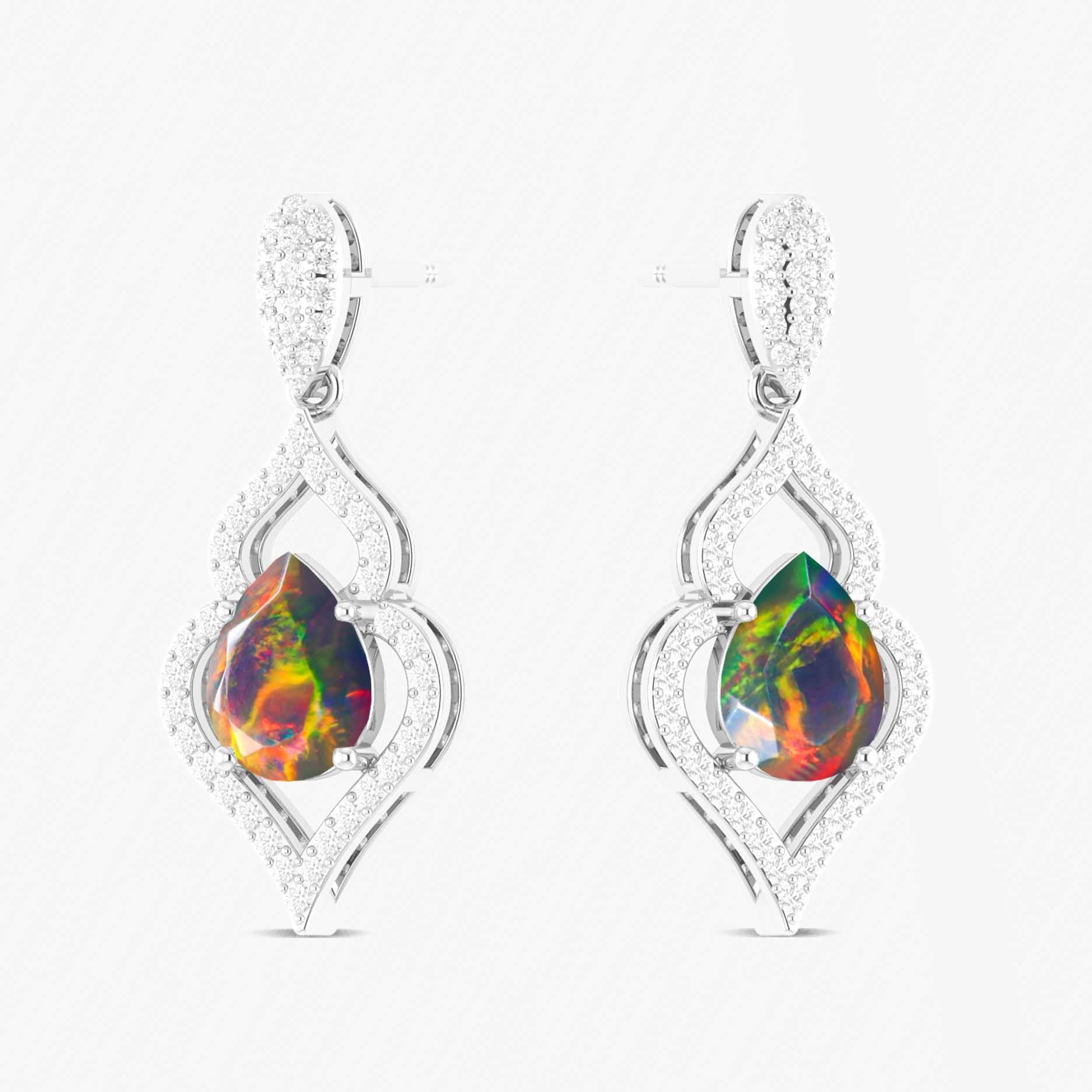 Natural Black Opal Pear shape Drop Earring - Goodstone Jewels