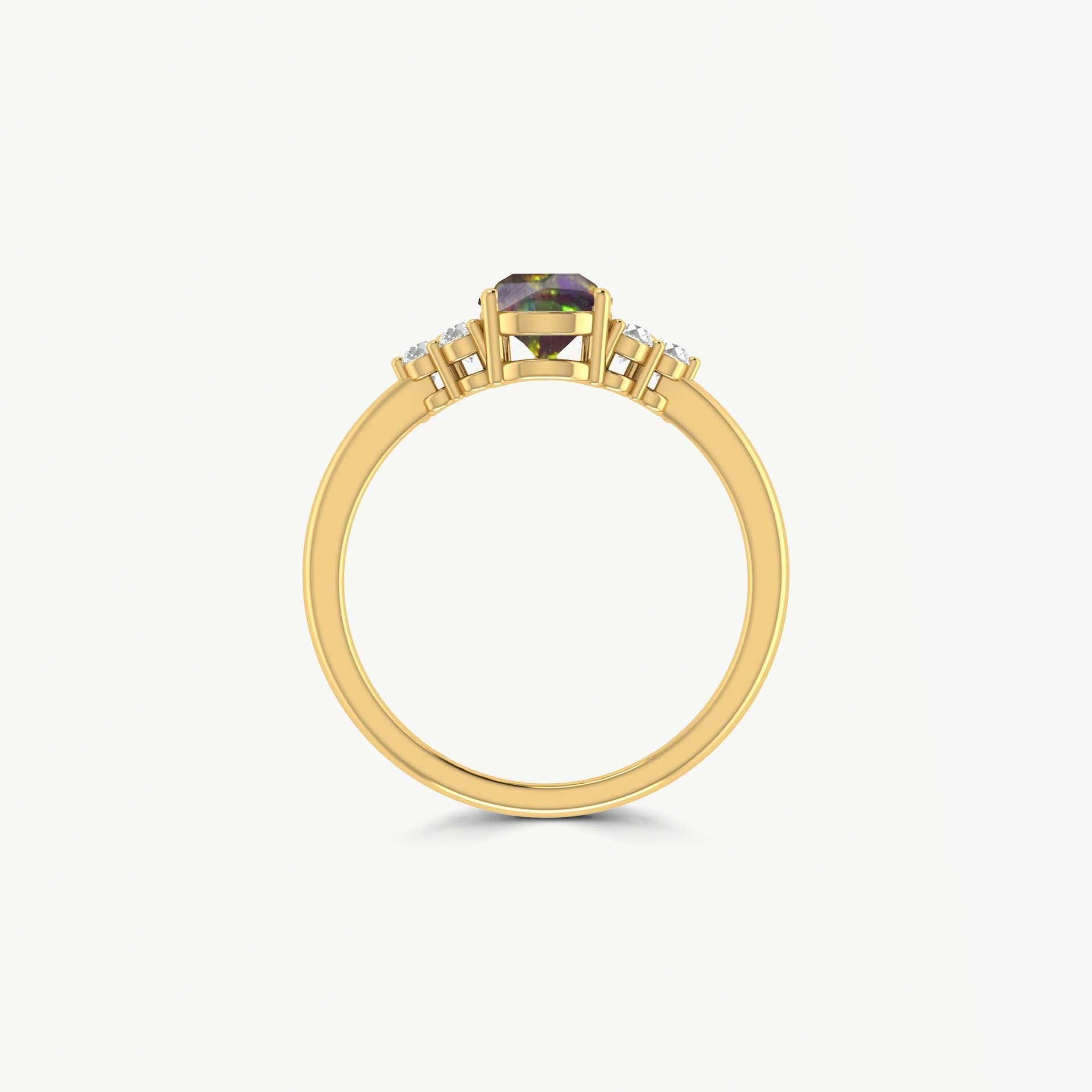 Natural Black Opal Pear Shape & White Zircon Solitaire with Accents Ring - Goodstone Jewels