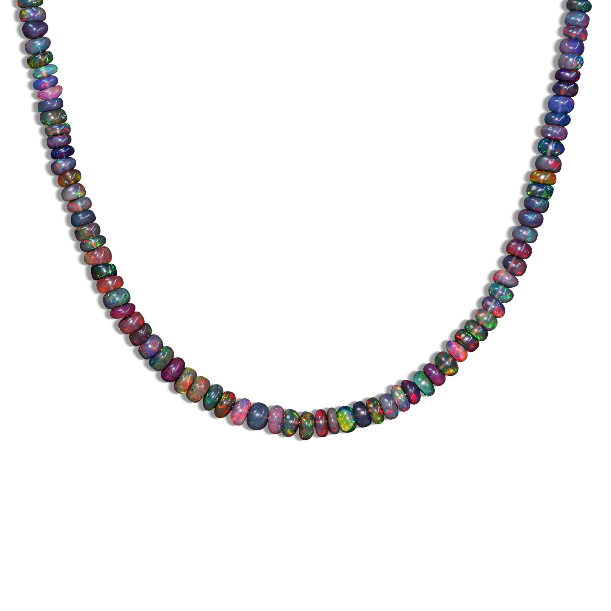 Natural Black Opal Plain Beaded Necklace for Women - Goodstone Jewels