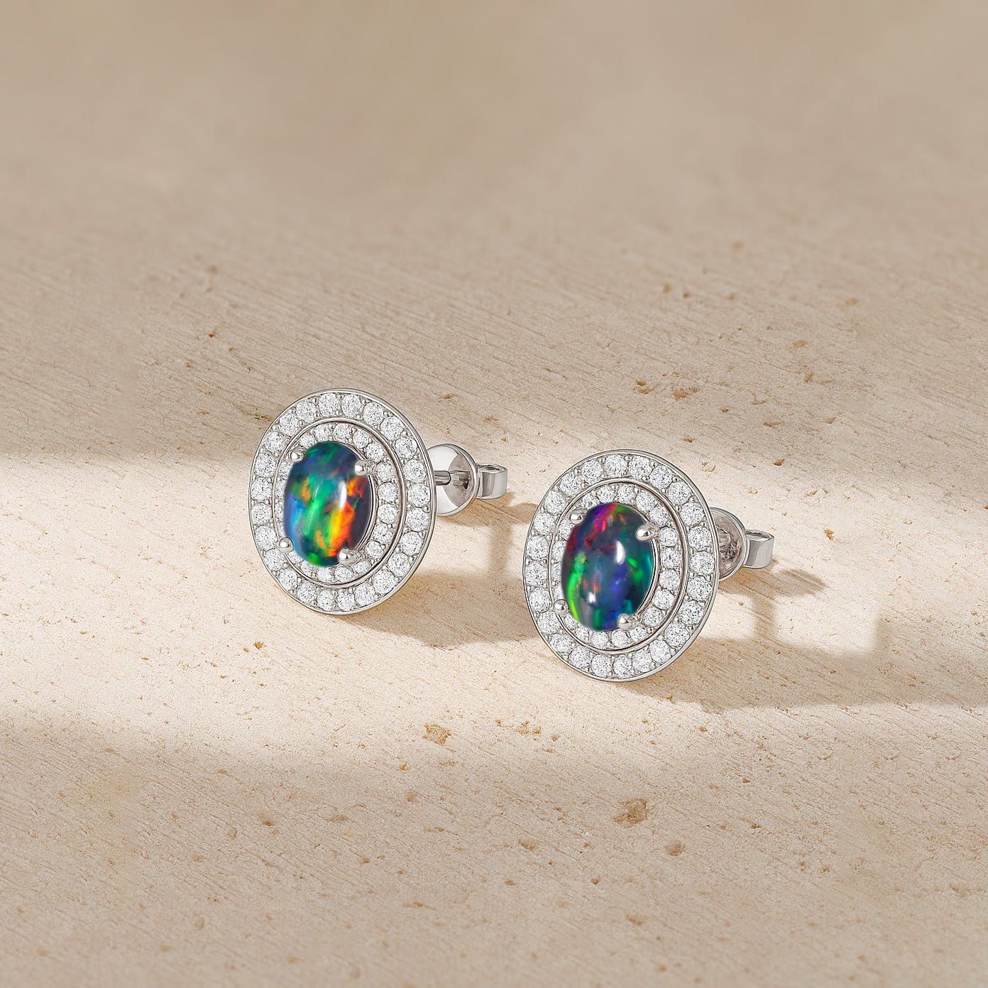 Natural Black Opal Push Back Stud Earrings for Her - Goodstone Jewels