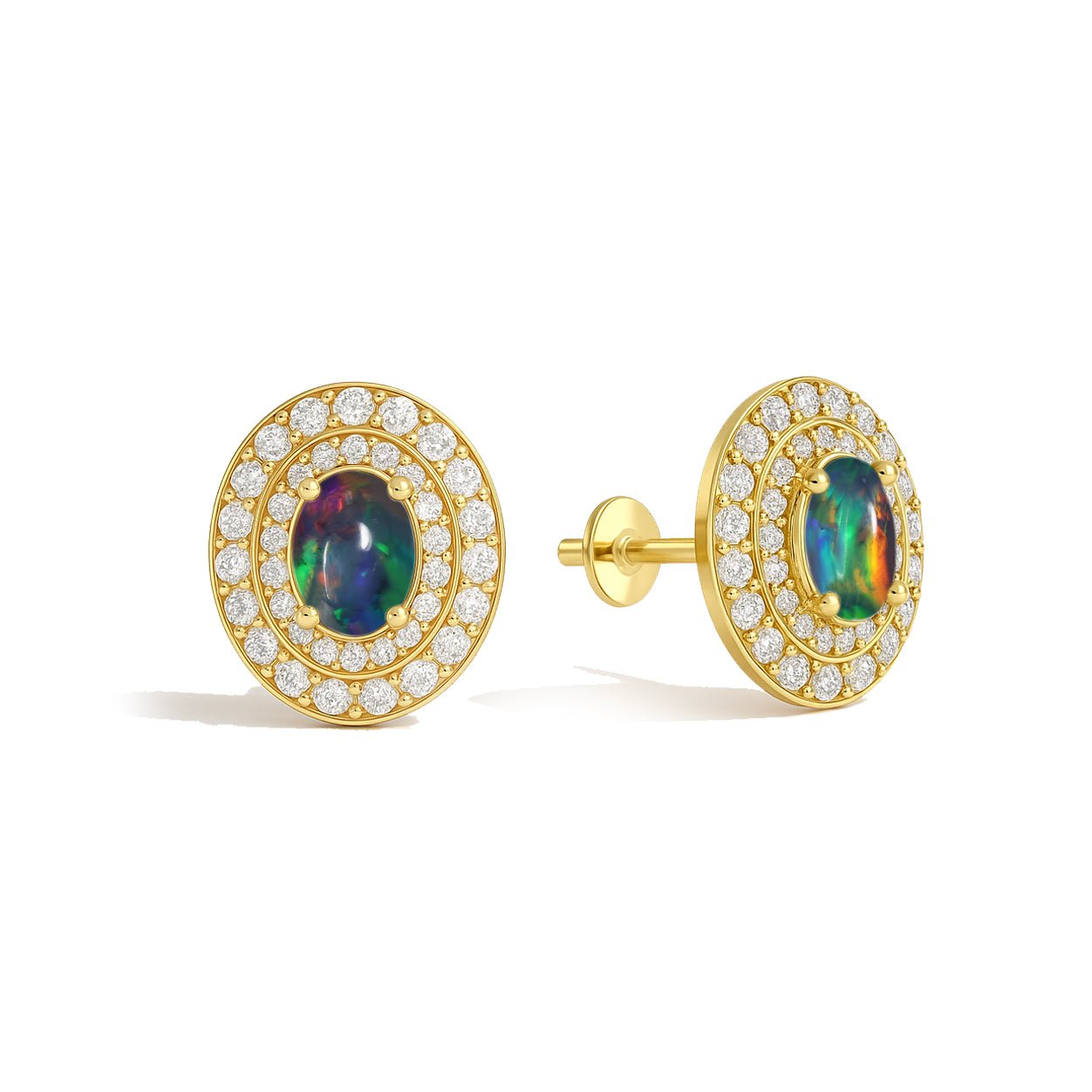 Natural Black Opal Push Back Stud Earrings for Her - Goodstone Jewels