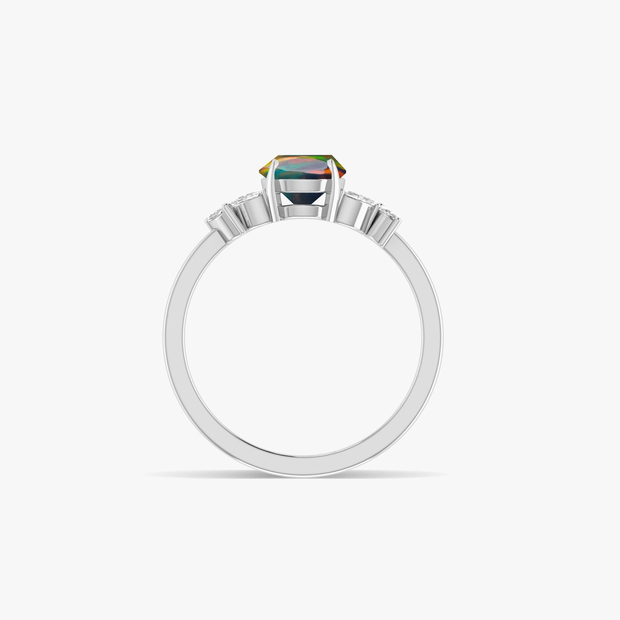 Natural Black Opal Round Stone Statement Ring in Silver & Gold Filled - Goodstone Jewels