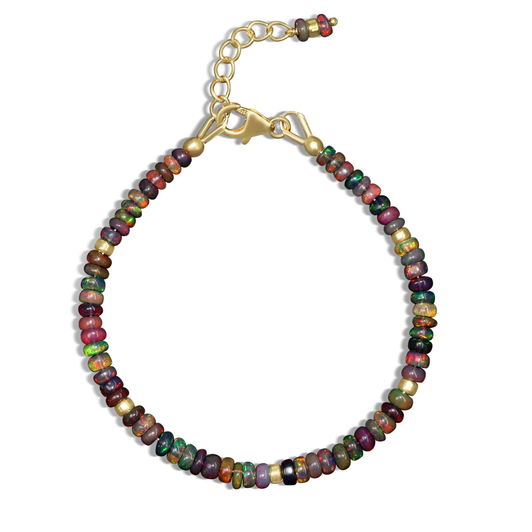 Natural Black Opal Separator Bead Strand Rondelle Bracelet - Goodstone Jewels