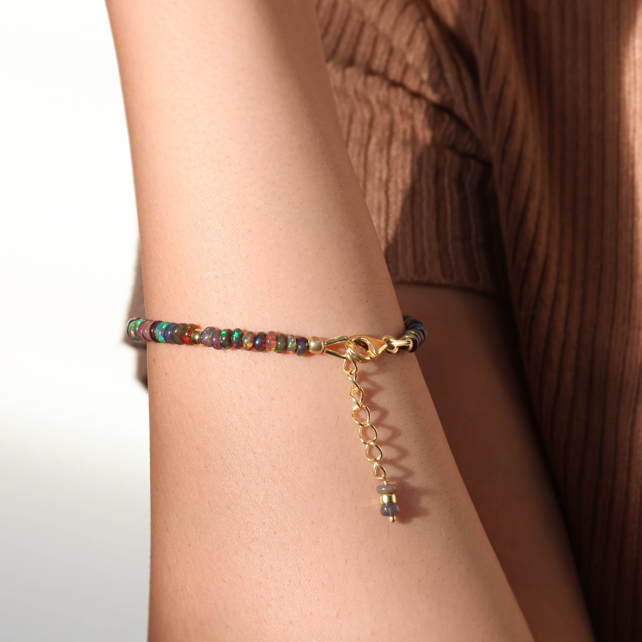 Natural Black Opal Separator Bead Strand Rondelle Bracelet - Goodstone Jewels