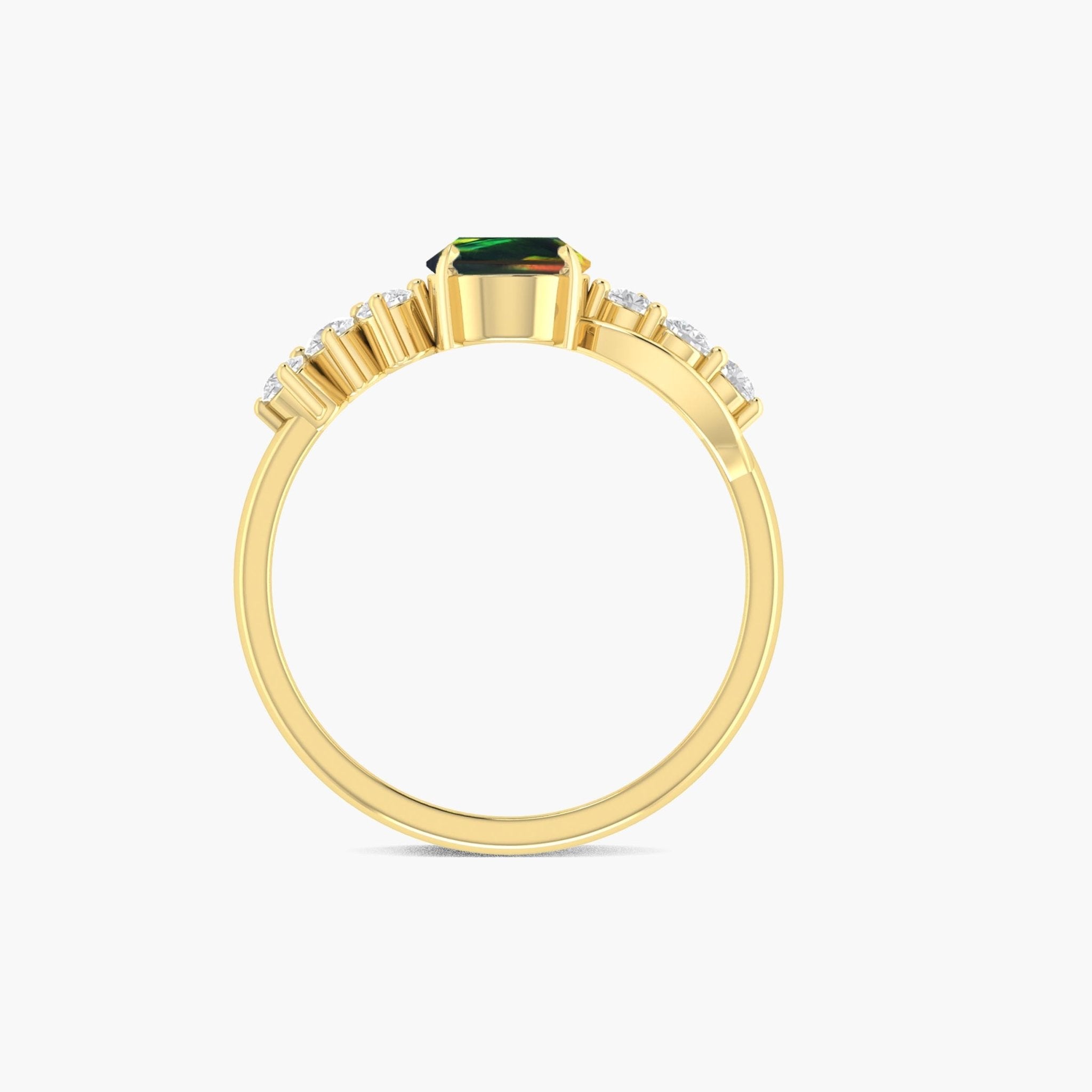 Natural Black Opal Solitaire with Accents Ring with Gold Filled & Sterling Silver - Goodstone Jewels