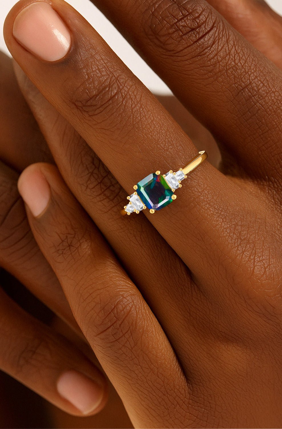 Natural Black Opal Statement Ring in Yellow Gold Filled and Sterling Silver - Goodstone Jewels