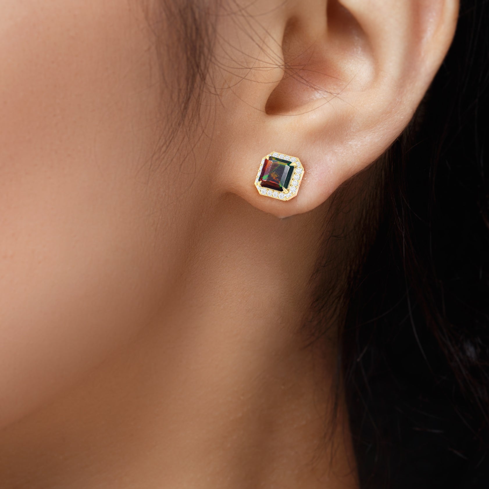 Natural Black Opal Stud Earrings Push Back - Goodstone Jewels