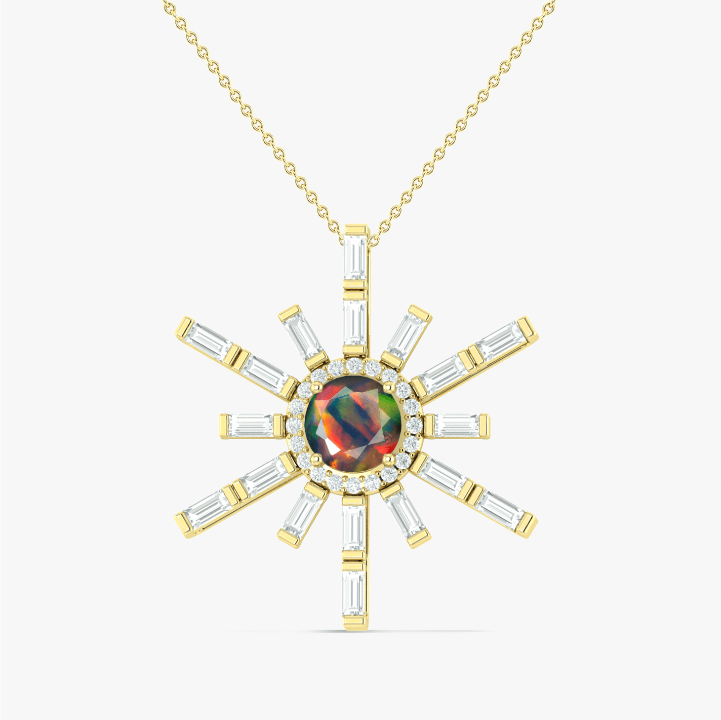 Natural Black Opal Sun Charm Pendant Necklace - Goodstone Jewels
