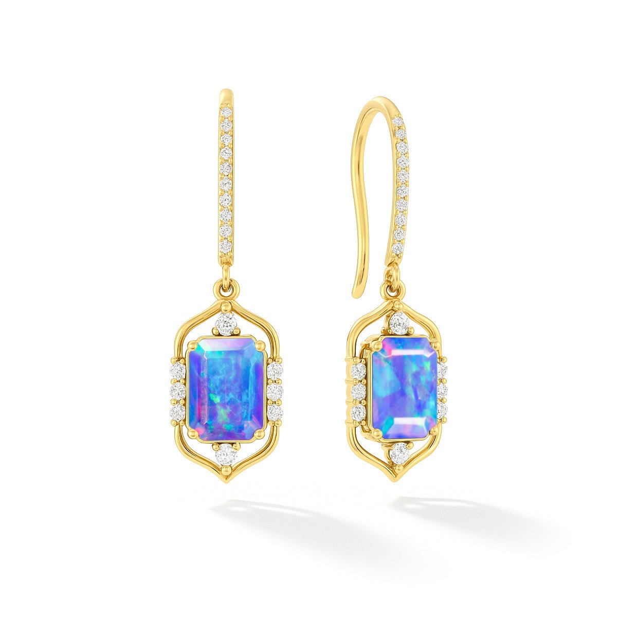 Natural Blue Opal Gemstone Drop and Dangle Earrings - Goodstone Jewels