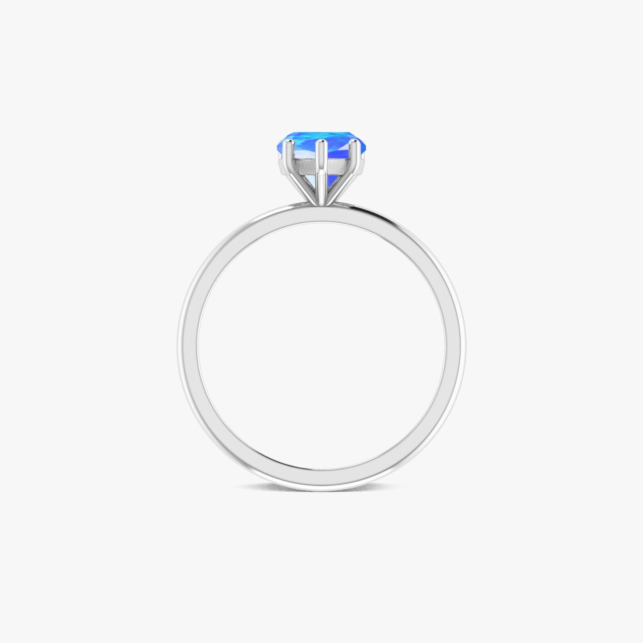 Natural Blue Opal Gemstone Heart Ring in Yellow Gold Filled & 925 Silver - Goodstone Jewels