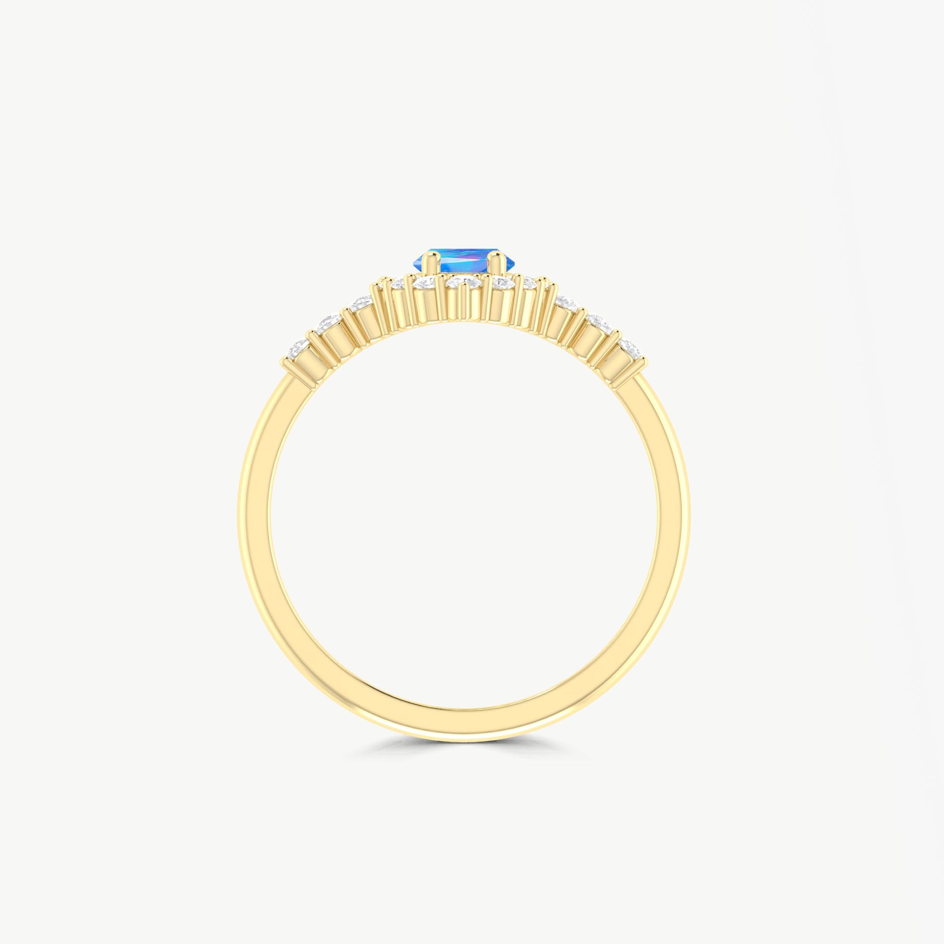 Natural Blue Opal Marquise Shape Halo Wedding Ring - Goodstone Jewels
