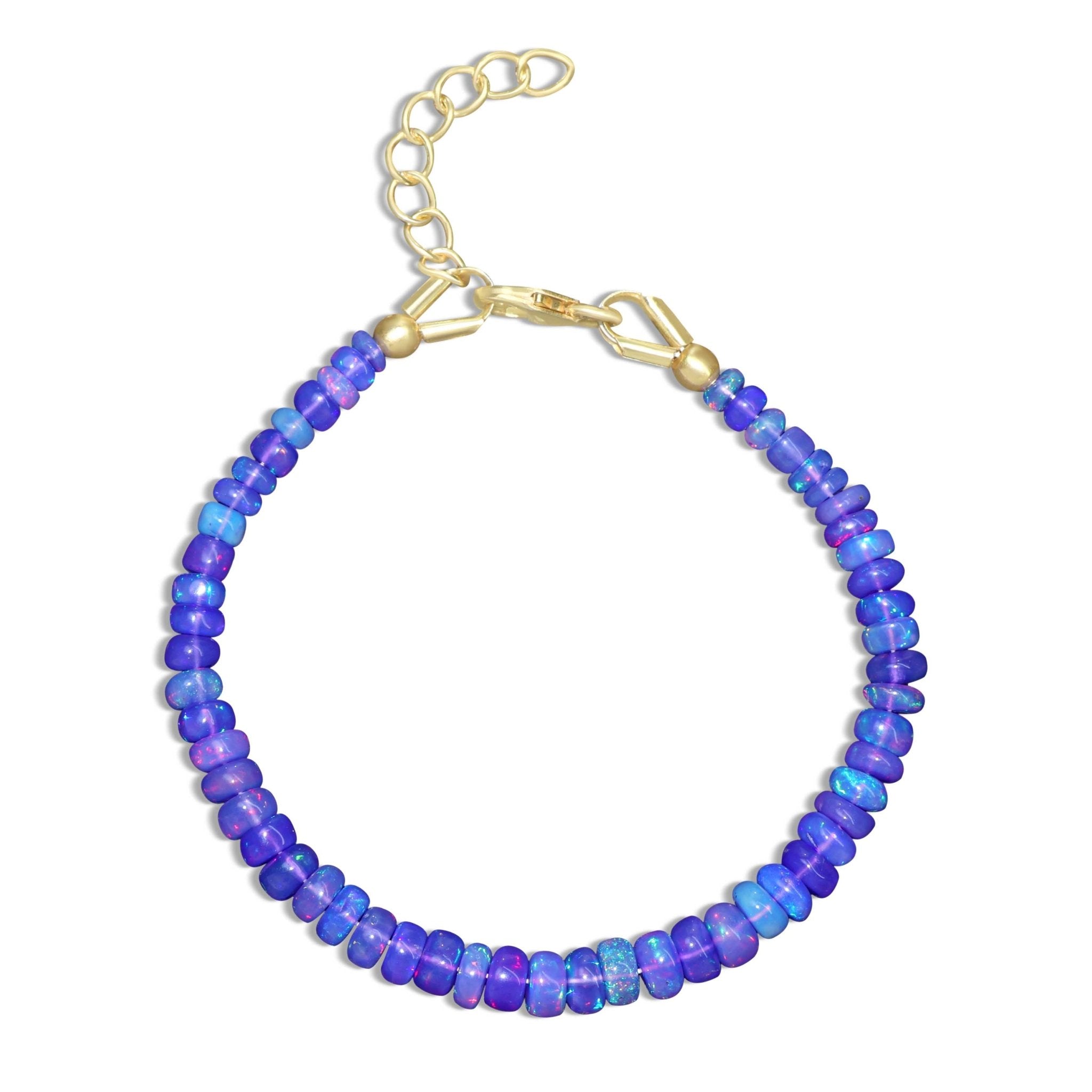 Natural Blue Opal Plain Beaded Bracelet Handmade Jewelry - Goodstone Jewels