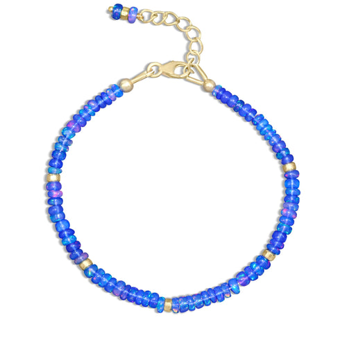 Natural Blue Opal Separator Bead Strand Rondelle Bracelet