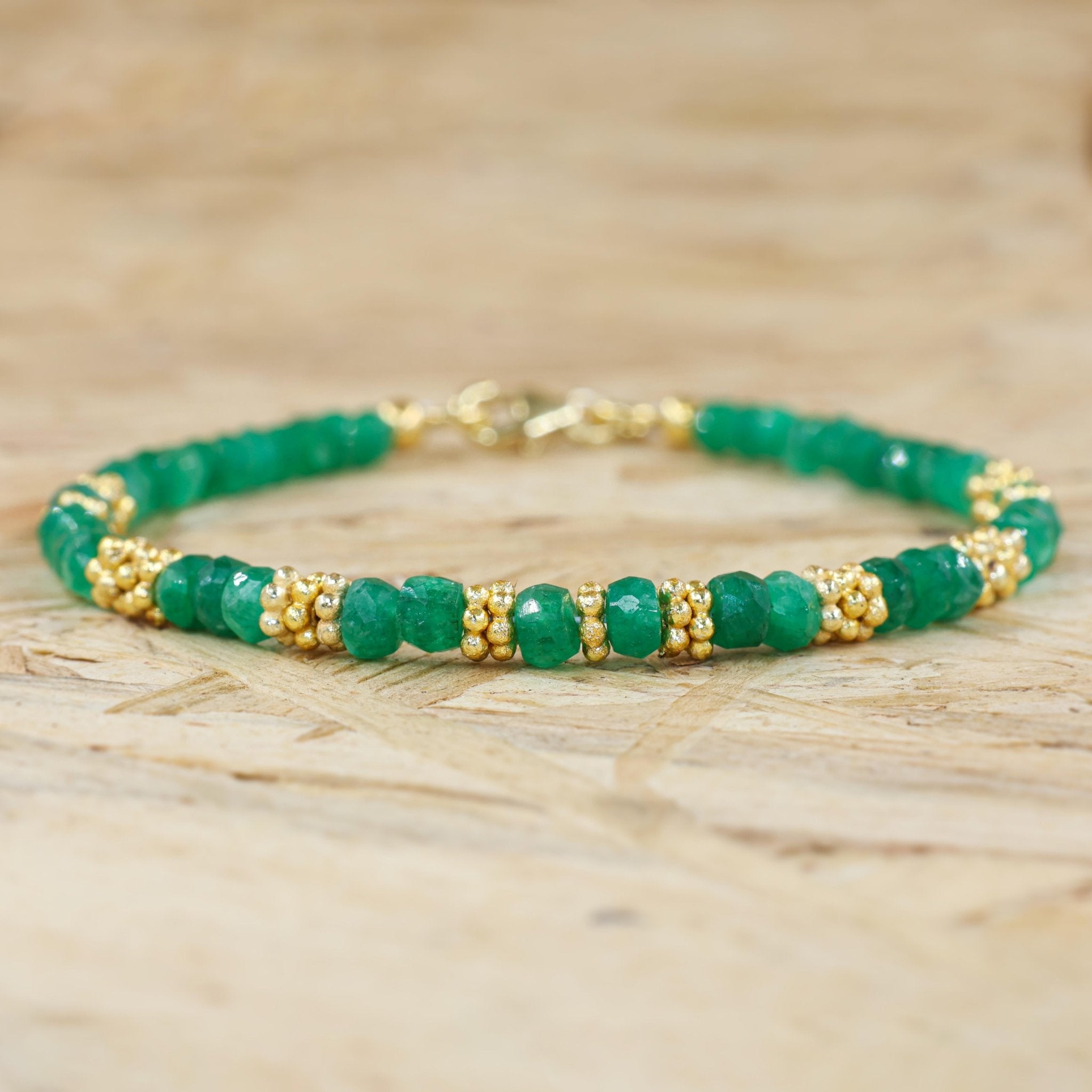 Natural Emerald Gemstone Separator Beaded Bracelet - Goodstone Jewels
