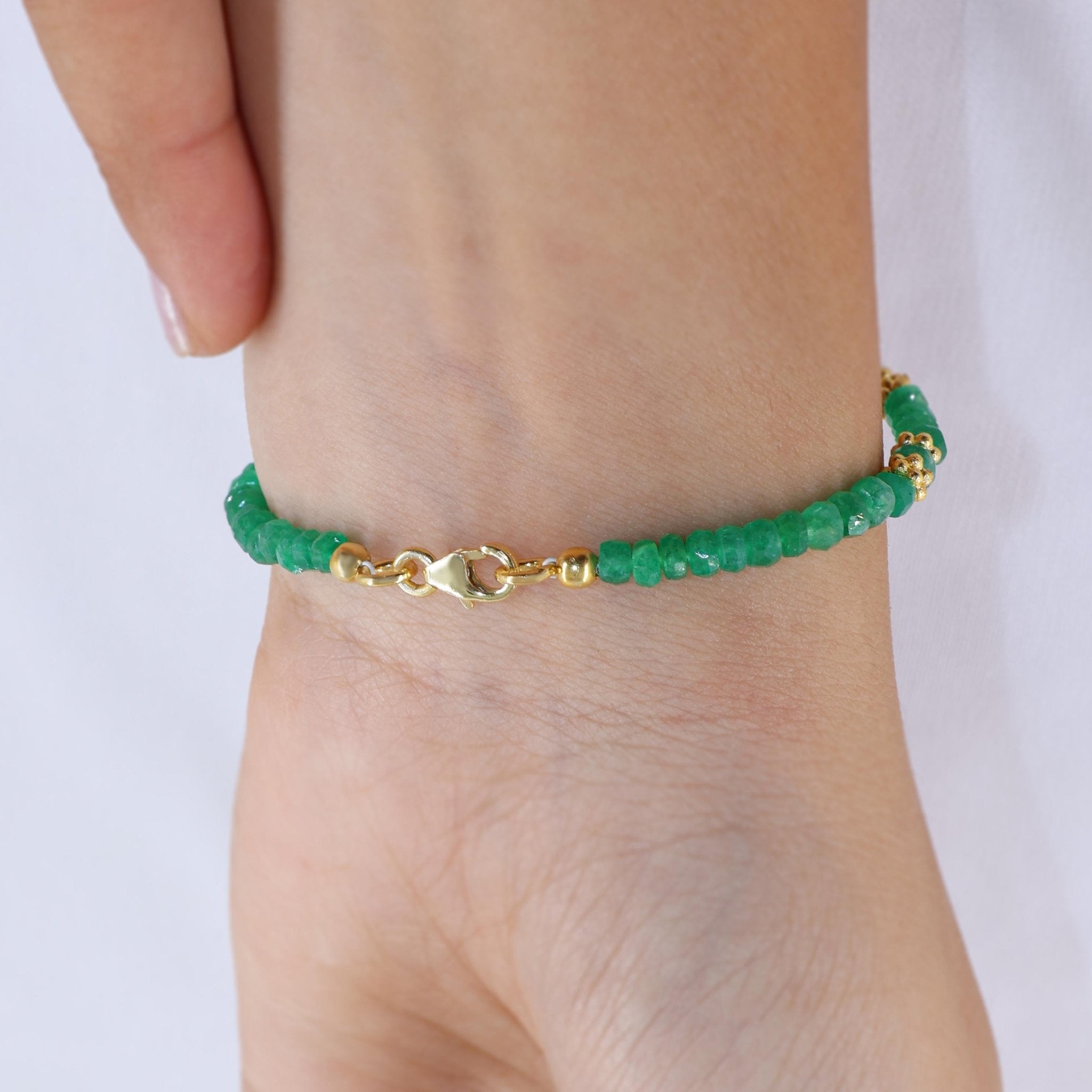 Natural Emerald Gemstone Separator Beaded Bracelet - Goodstone Jewels