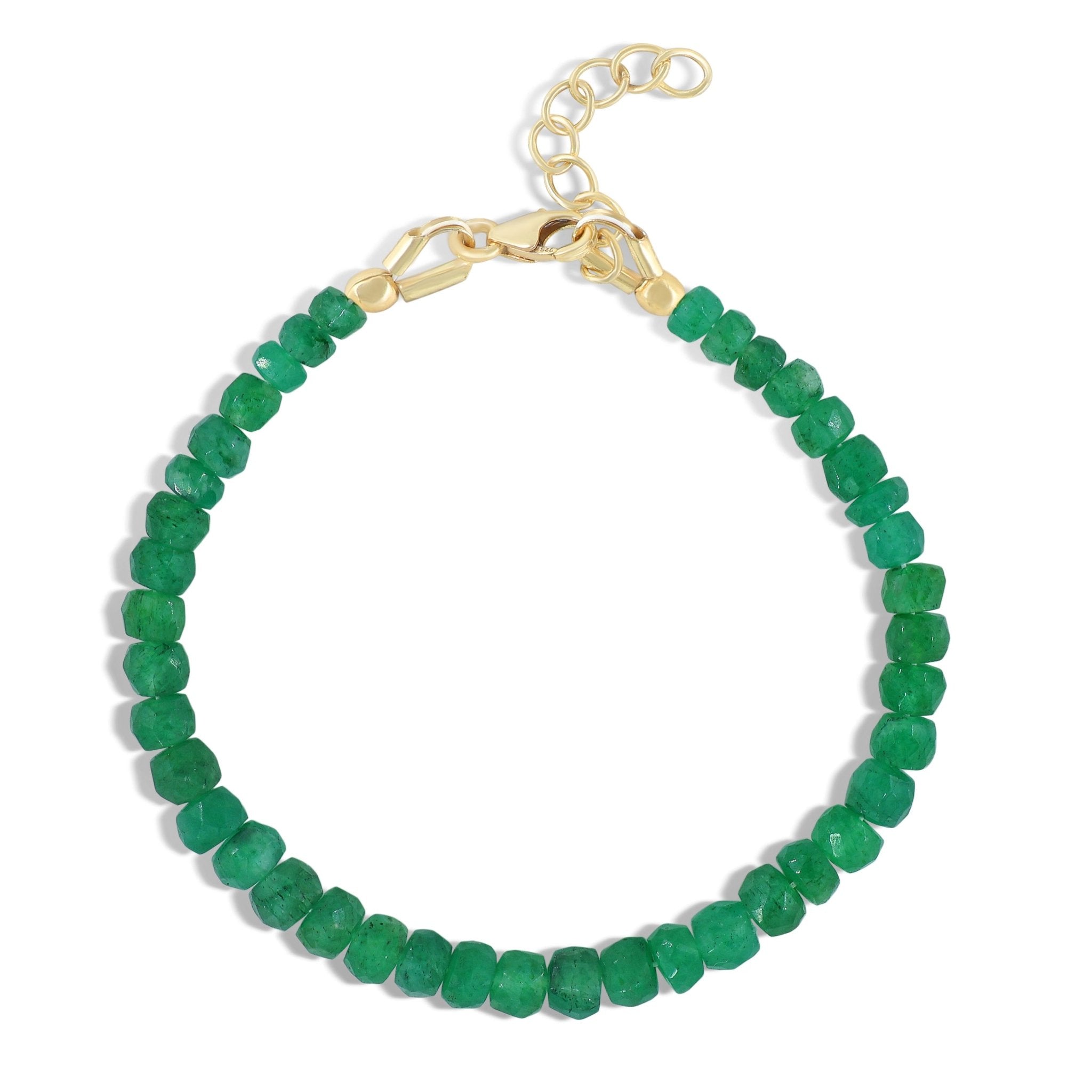 Natural Emerald Plain Beaded Bracelet Handmade Jewelry - Goodstone Jewels